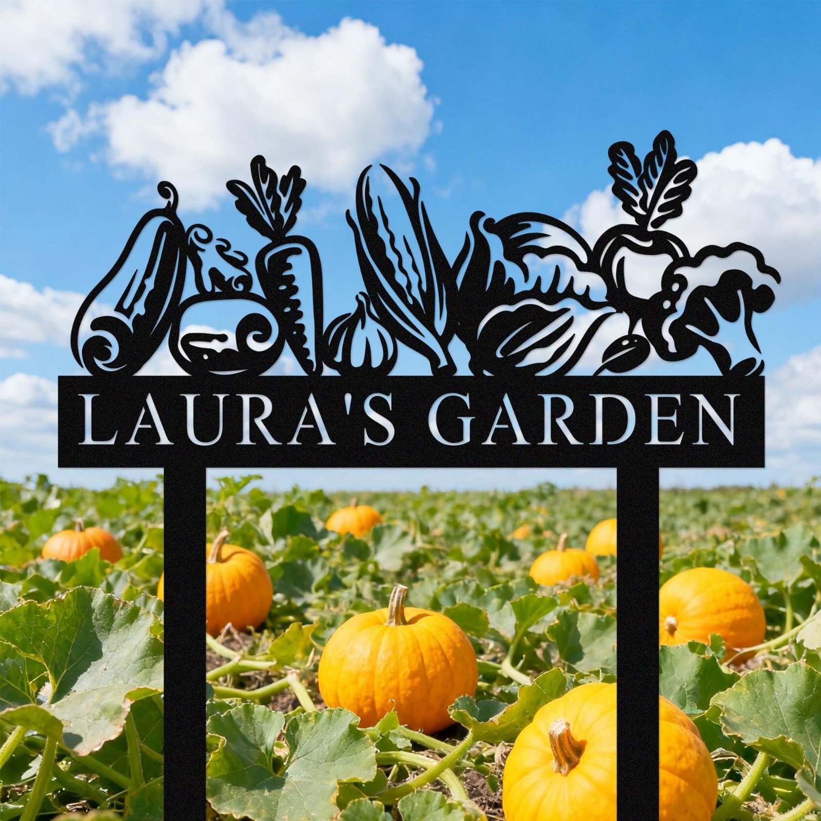 Custom Garden Metal Sign with Stake, Personalized Flower Yard Decor