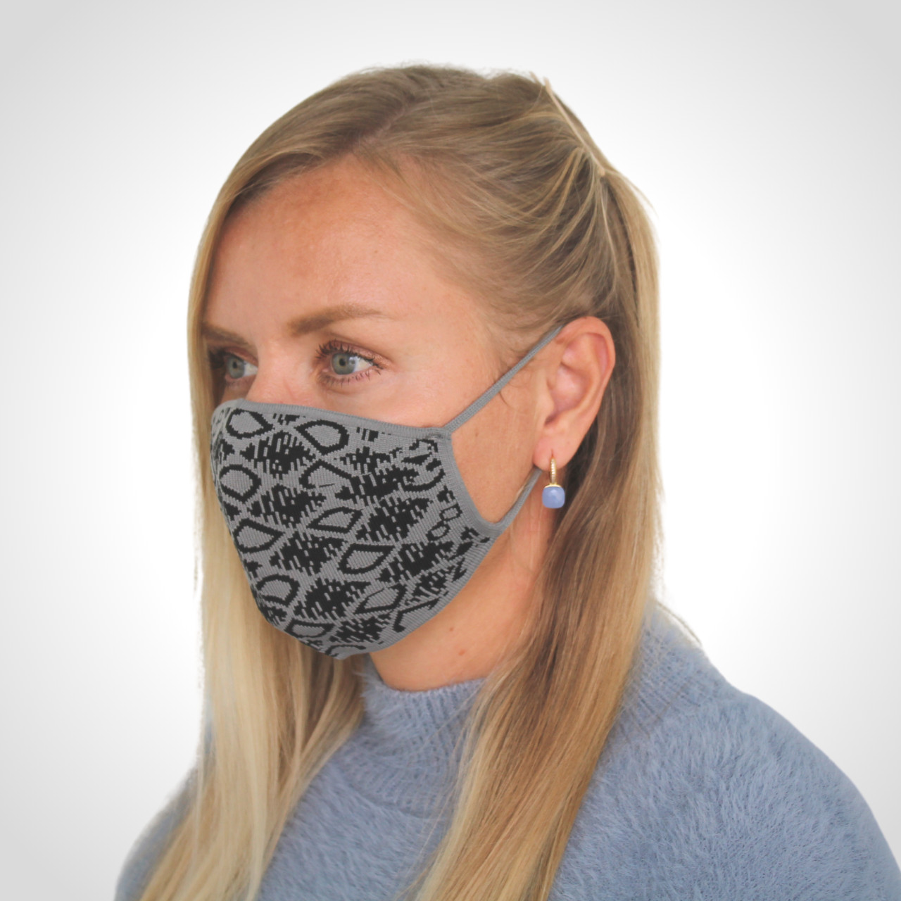 Solid knitted Face Mask two layers reusable washable bandanas Gray Black