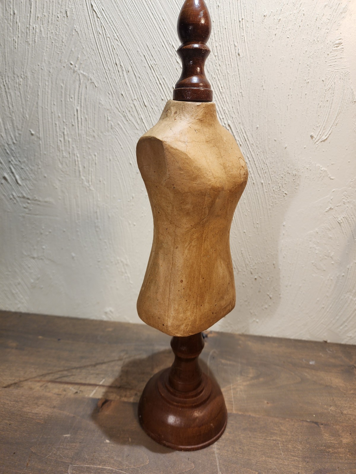 Vintage Miniature Dress Form Mannequin 17.5″ Wood Base Jewelry Display Decor