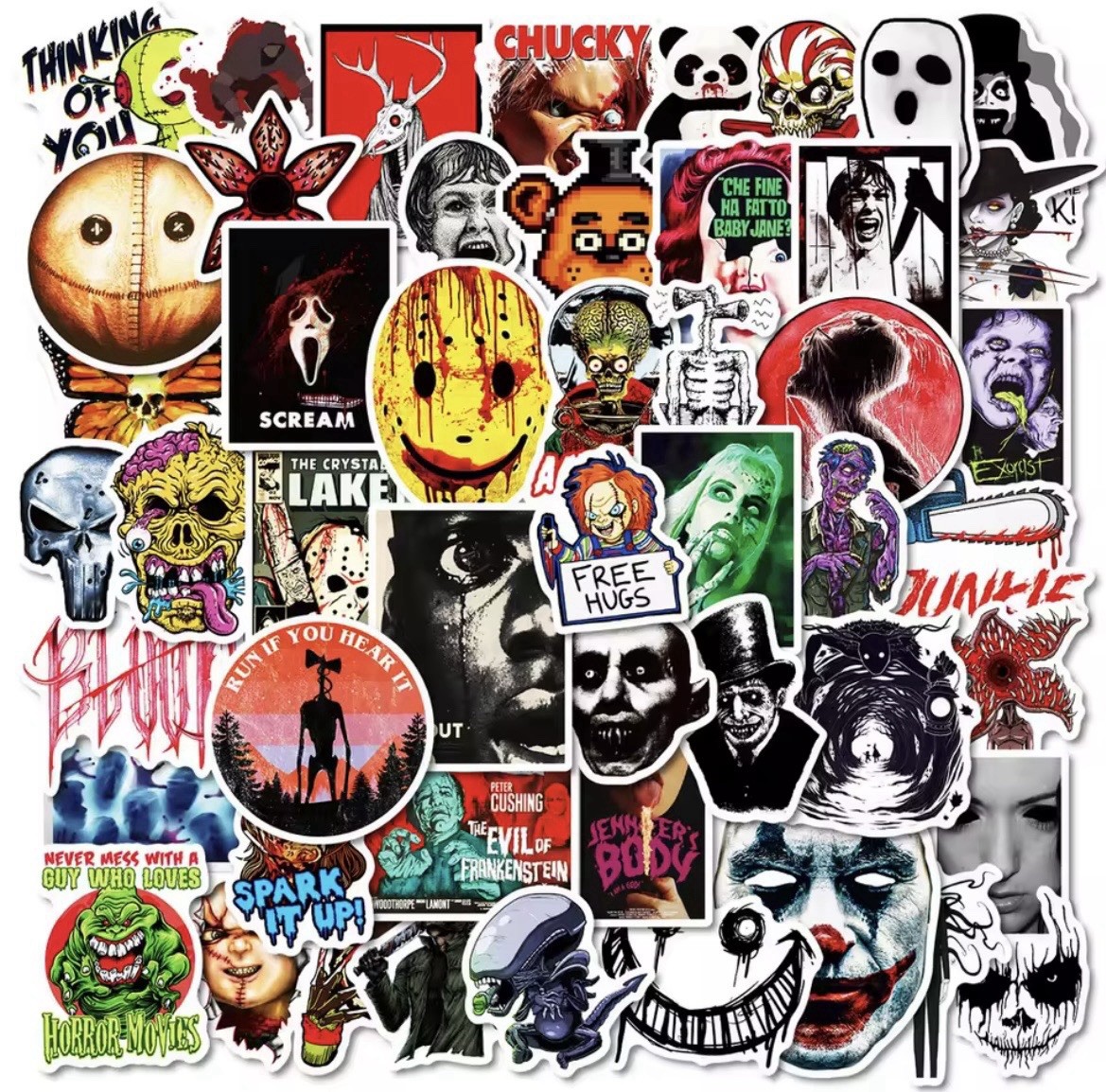 Movie Horror Films Stickers 50pk Mix Scary Killer Random Stickers FREE SHIPPING