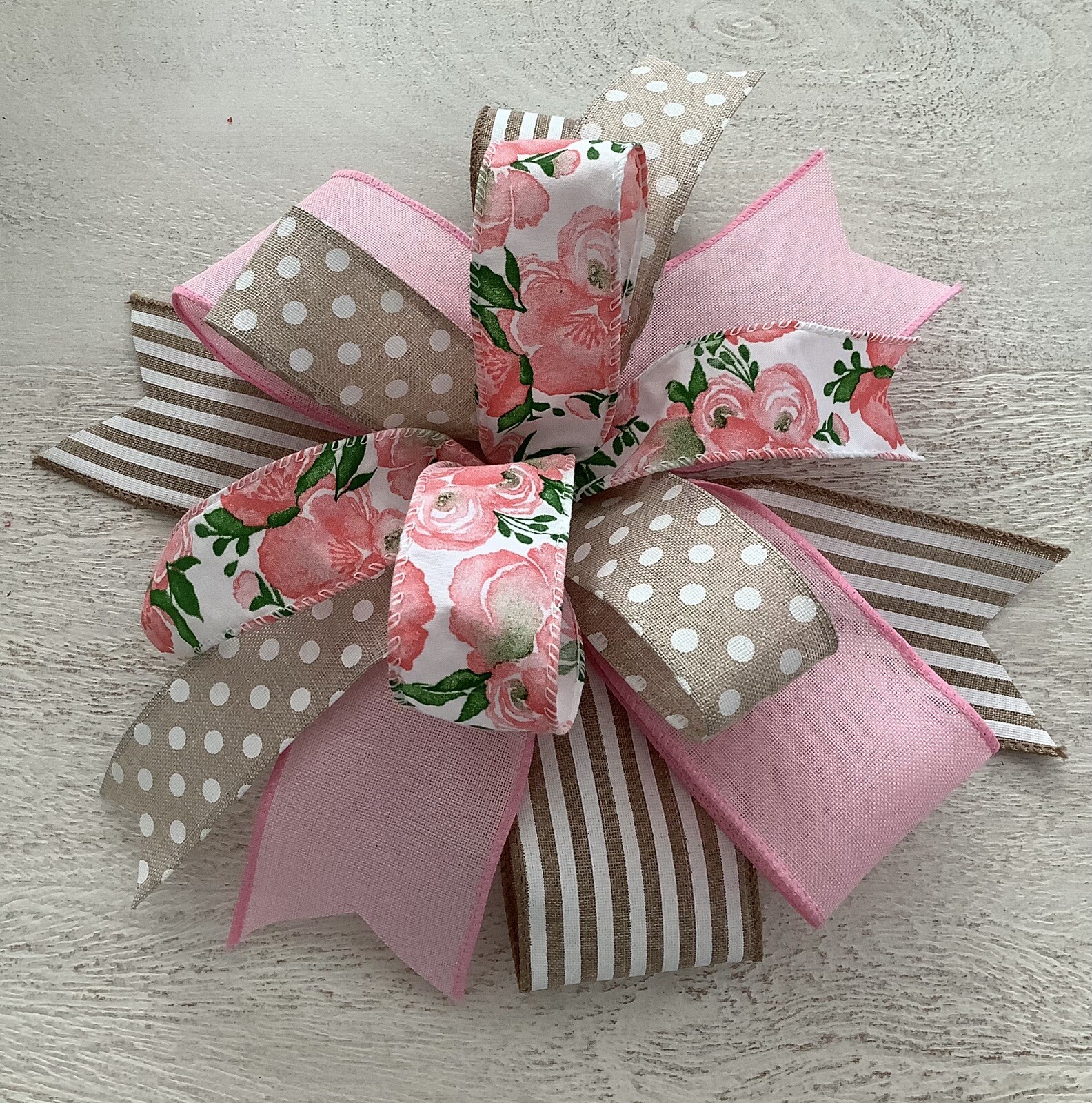 Pink & Beige Wreath Bow, Everyday Bow, Lantern Bow, Everyday Lantern Bow