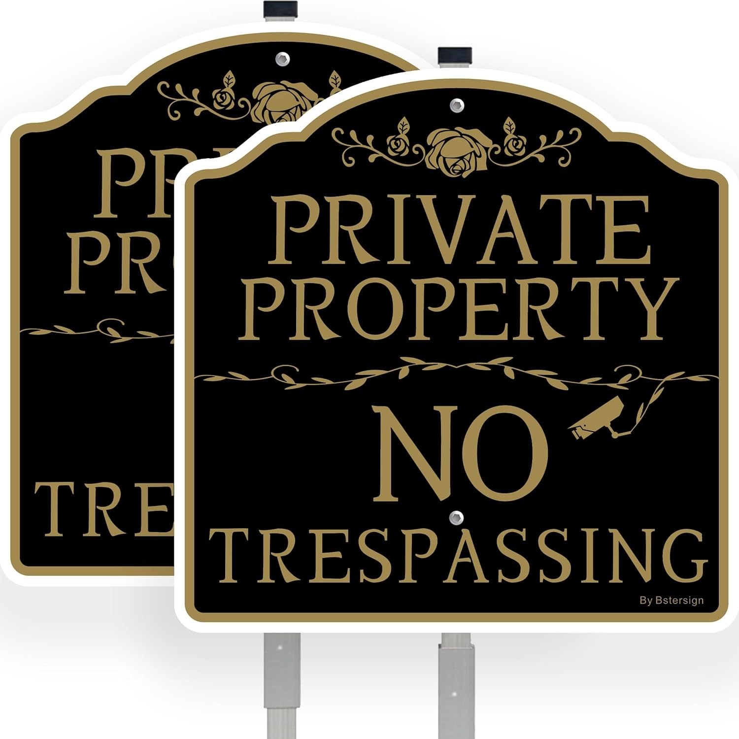 No Trespassing Private Property Sign (2Pack), 12″ x 12″ x 0.04″ Aluminum Sign &3