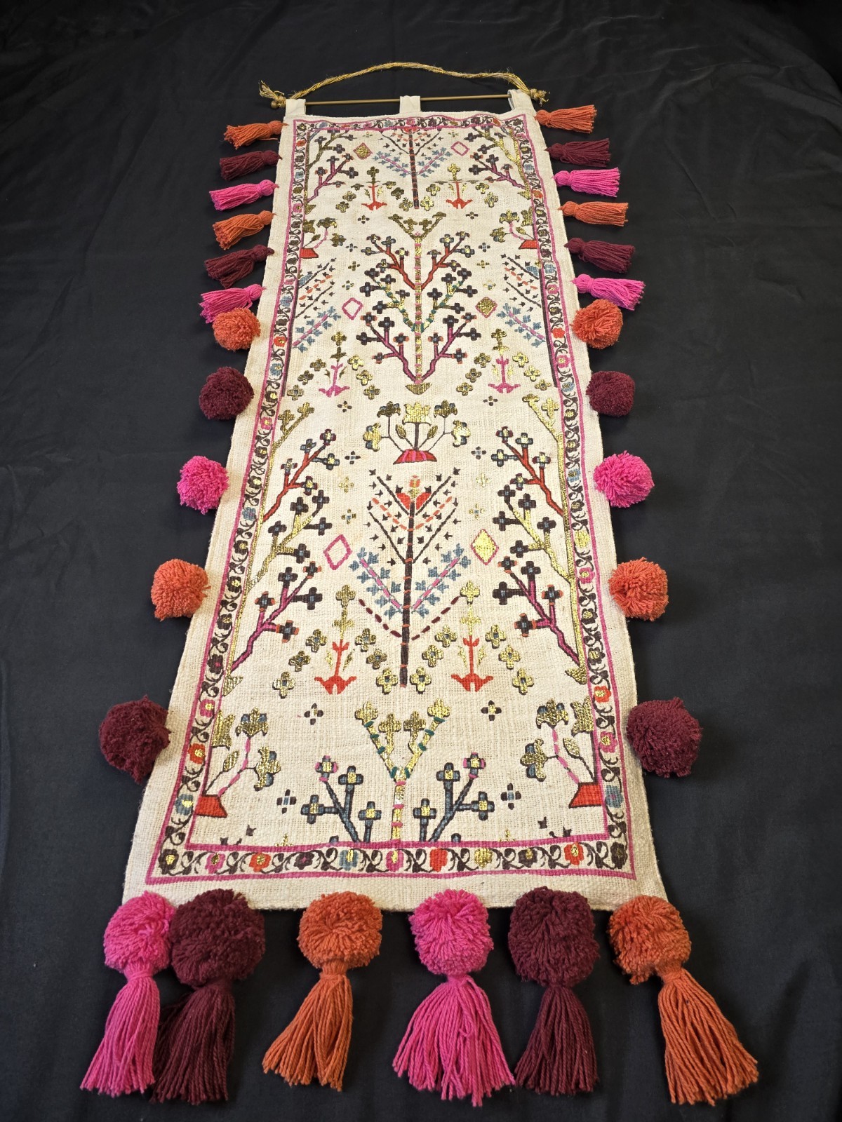 Anthropologie Tree of Life Tapestry Wall Hanging 14″x40″ Pink, Purple, Gold