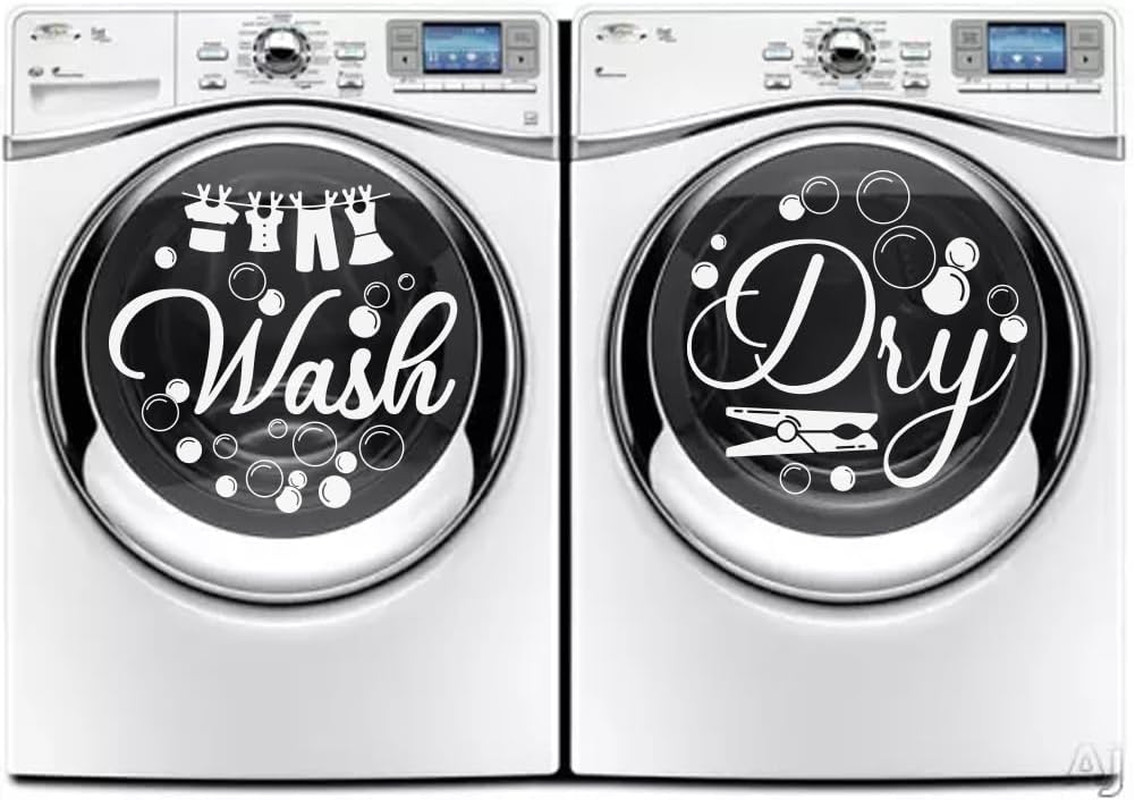 Laundry Room Wall Sticker Vinyl Wash Dry Decal Washing Machine DIY Decor 24″x12″