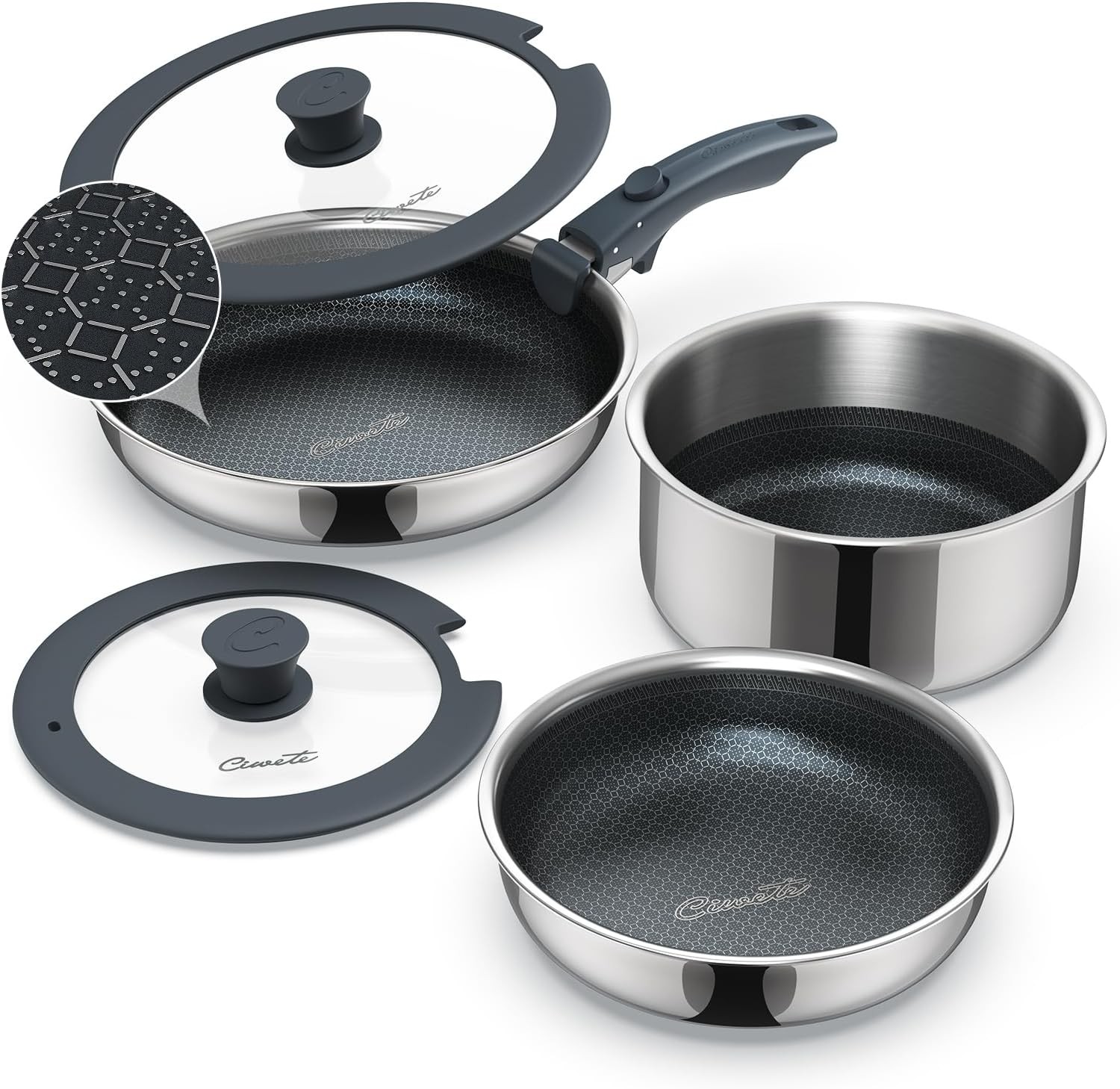 Hybrid Stainless Steel Cookware Set 6 Piece Nonstick