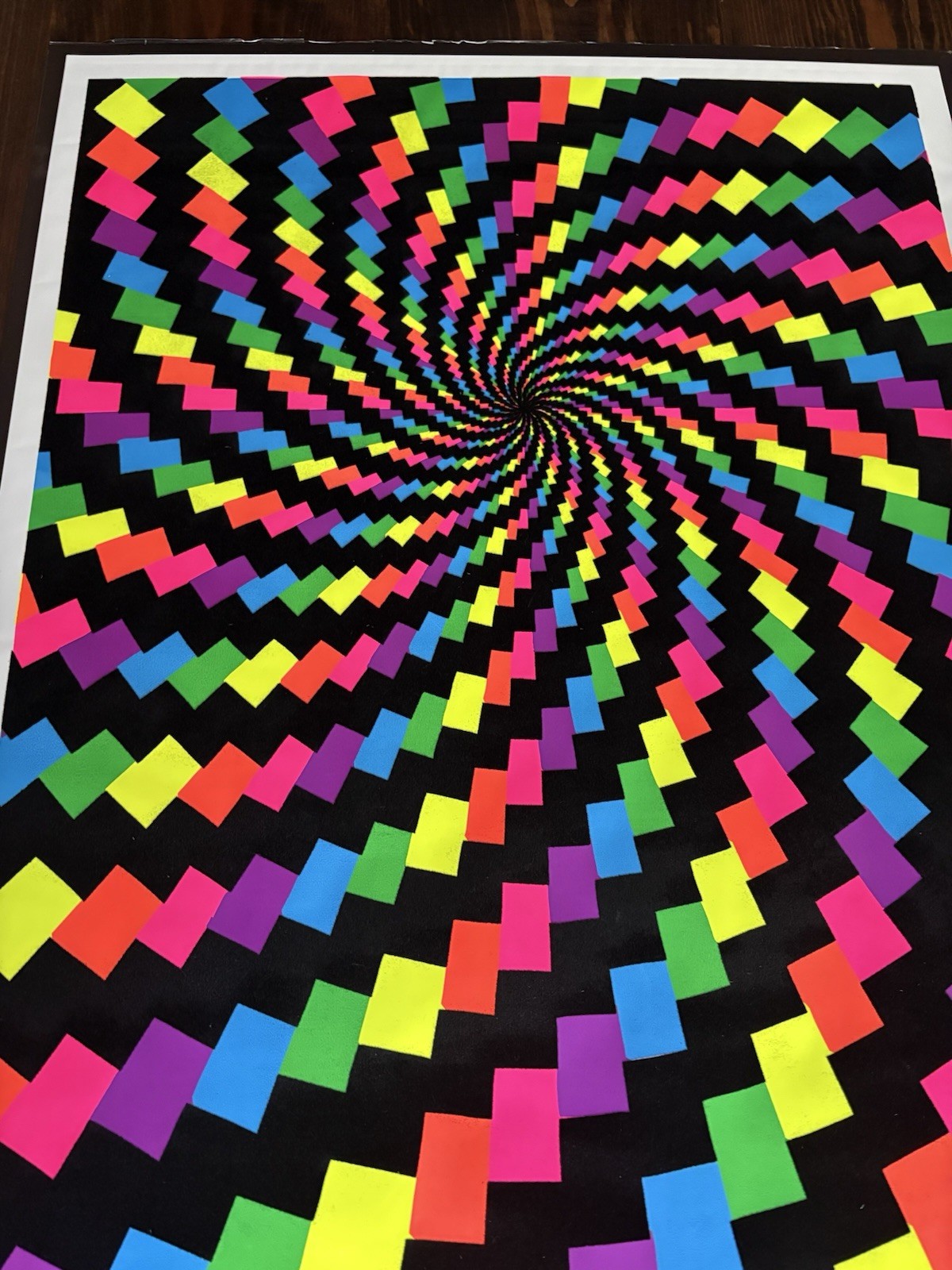 Vintage Electric Rainbow Psychedelic Swirl Poster 1972 Velvet Print Black Light