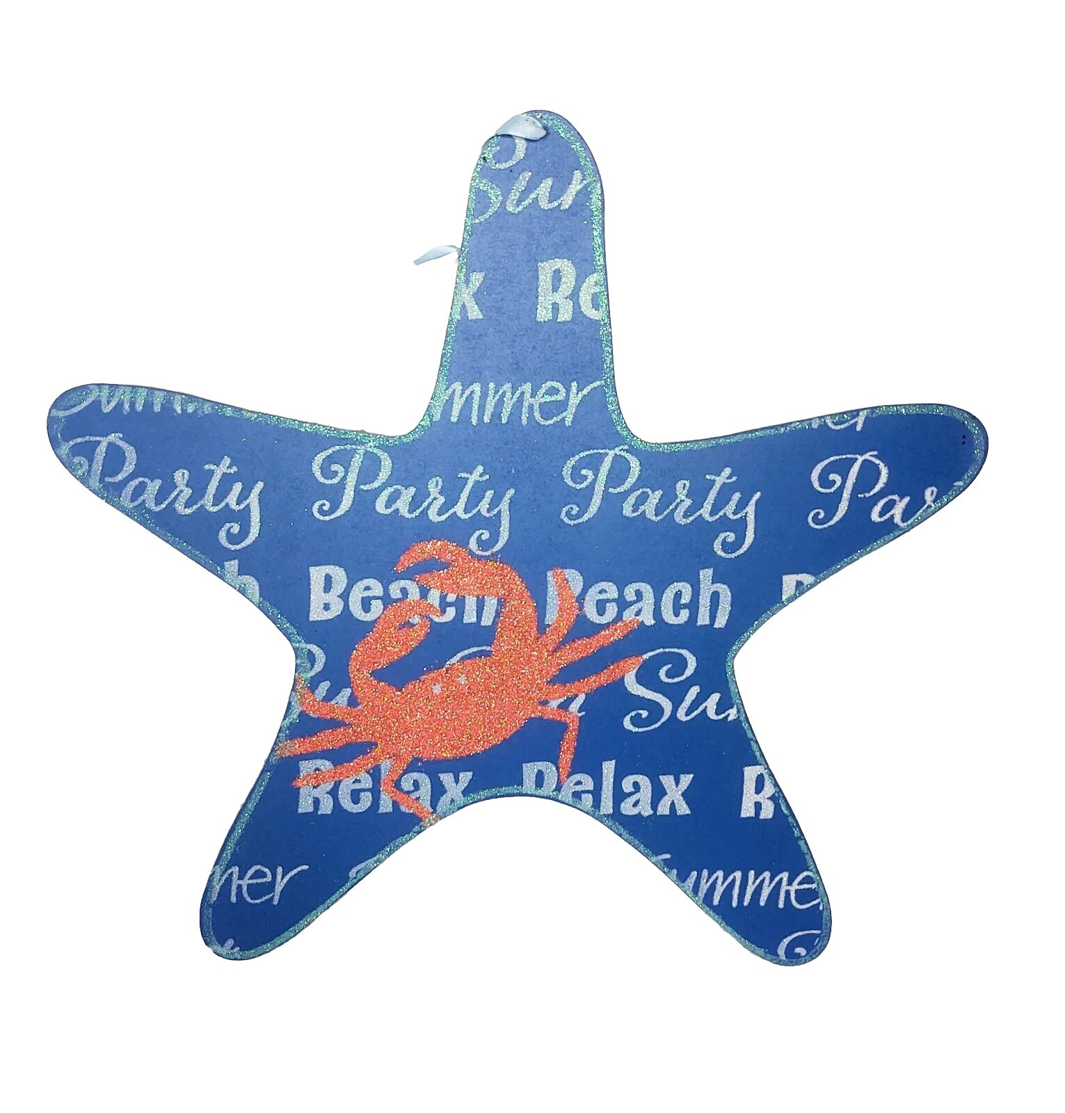 Blue Starfish Crab Summer Luau Party Bar Sign Wall Hanging Beach House Decor
