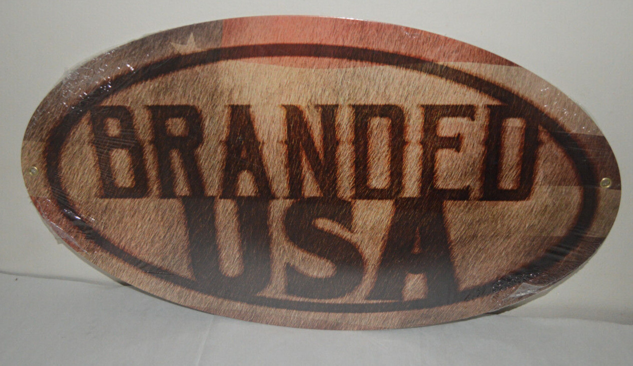 BRANDED USA Metal Wall Art/Sign Oval 20×11″