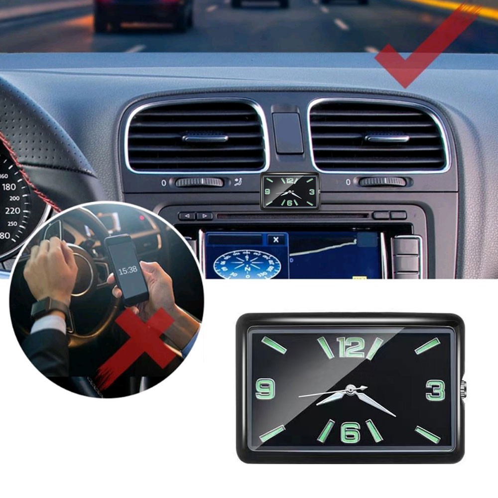 Mini Quartz Analog Watch Stick-On Clock Luminous Watch For Car Motorcycle Home