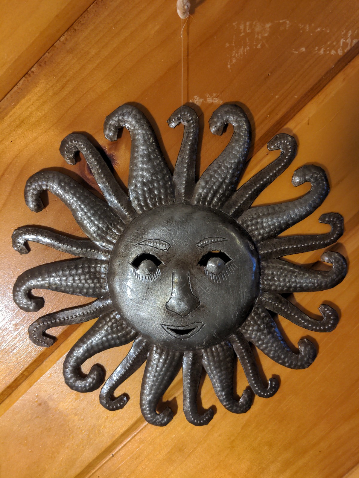 Metal Sun Garden Art Sun Face, Haiti Fair Trade, 8″