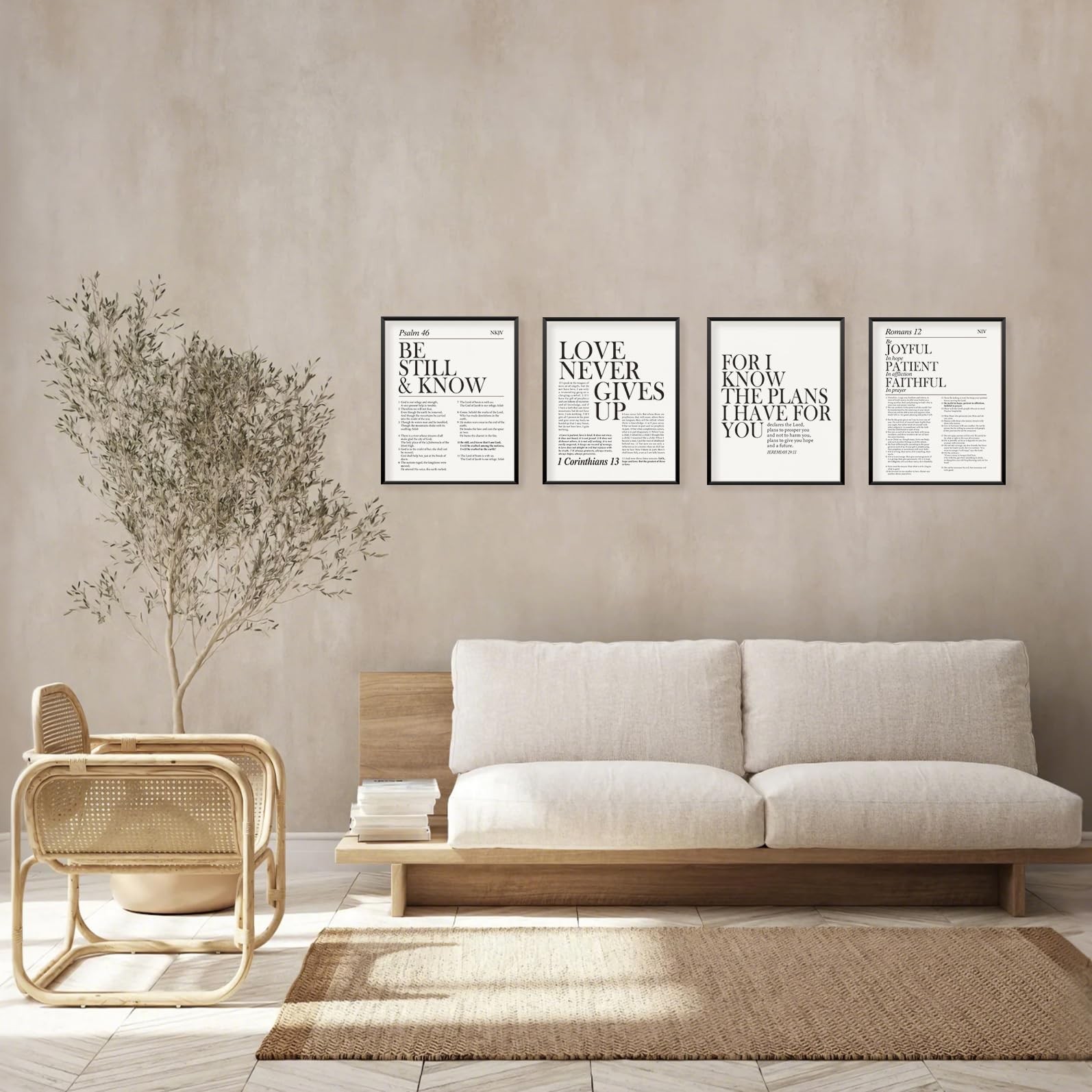 Black and White Christian Wall Art Decor, Modern Bible Verse Prints, Minimali…