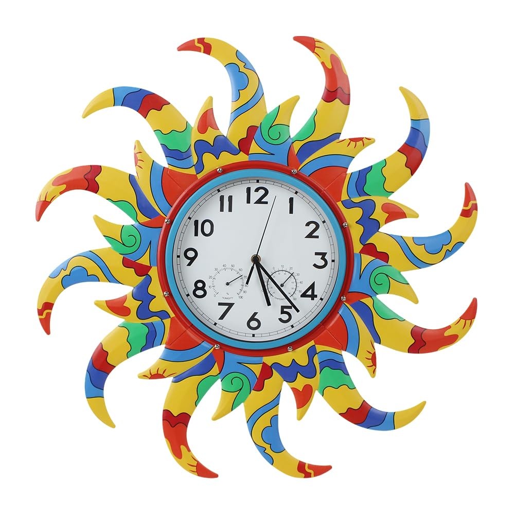 24 Inch Outdoor Clock Silent Non-Ticking, Outdoor Wall Clock with Thermometer…