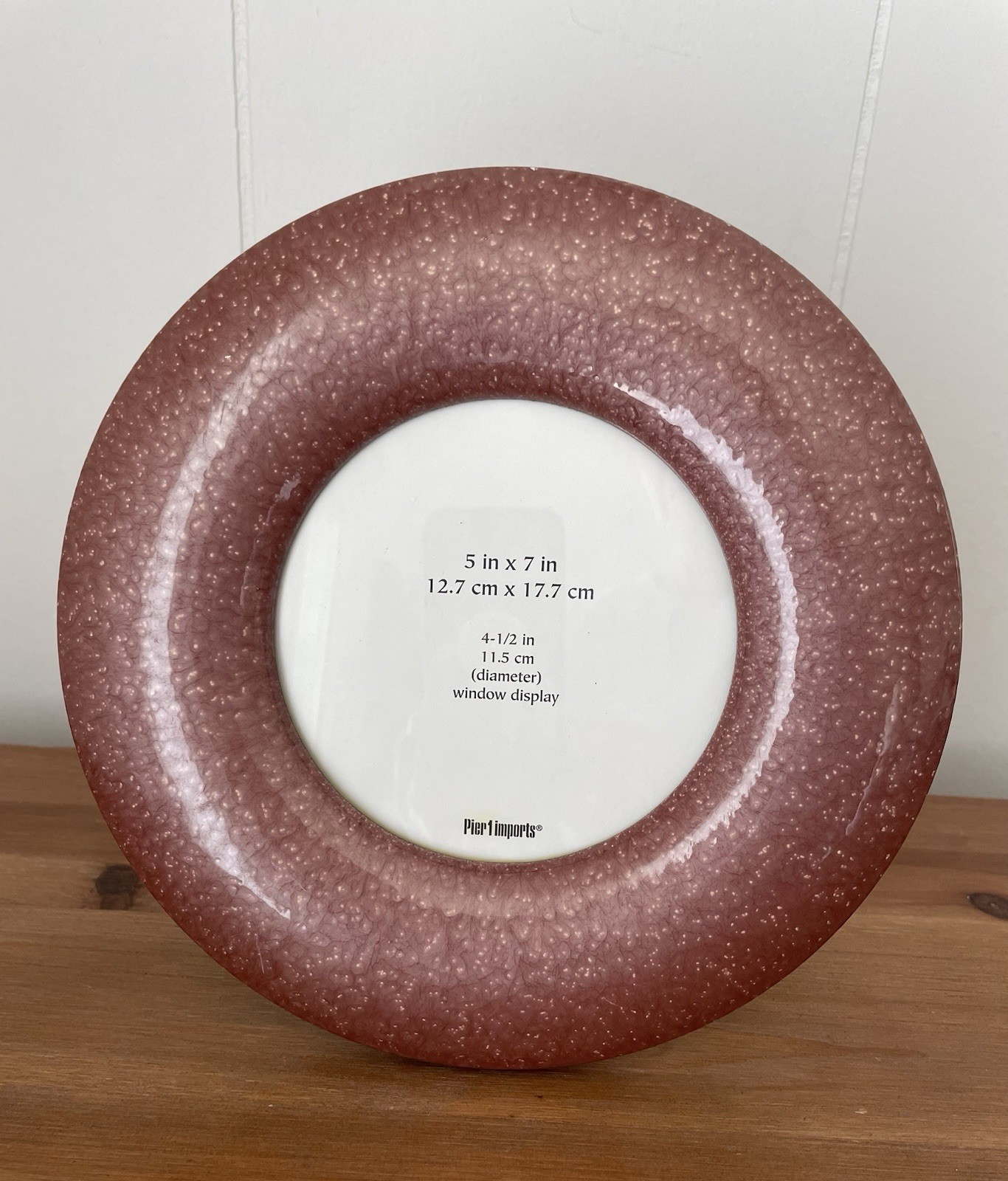 Pier 1 One Round Resin Picture Frame 9 Inches Round Center Glass 4.5 In. Round