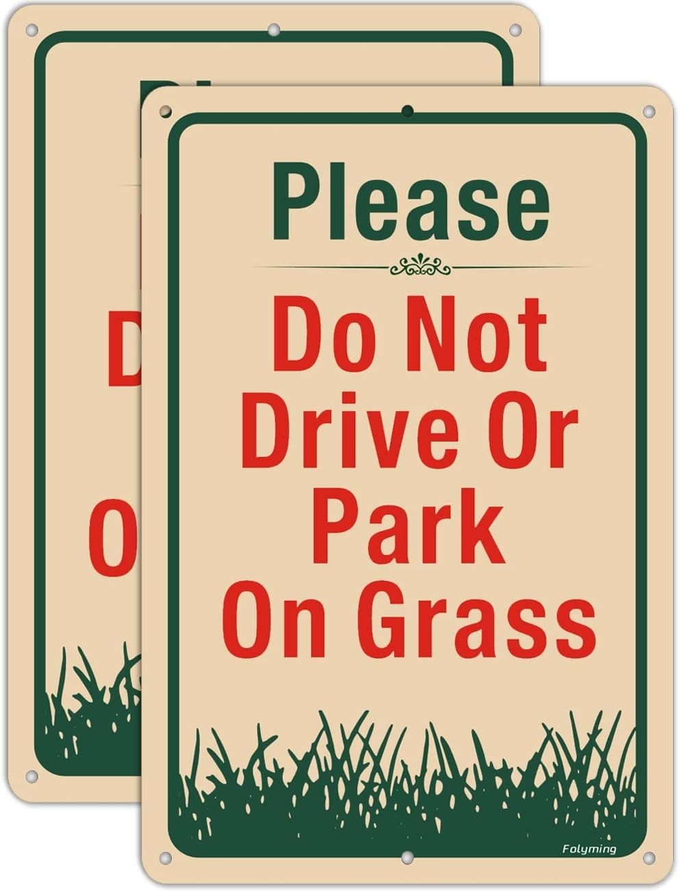 2 Pack Please Do Not Drive Or Park On Grass Yard Signs 12 x 8 Inches No Parki…