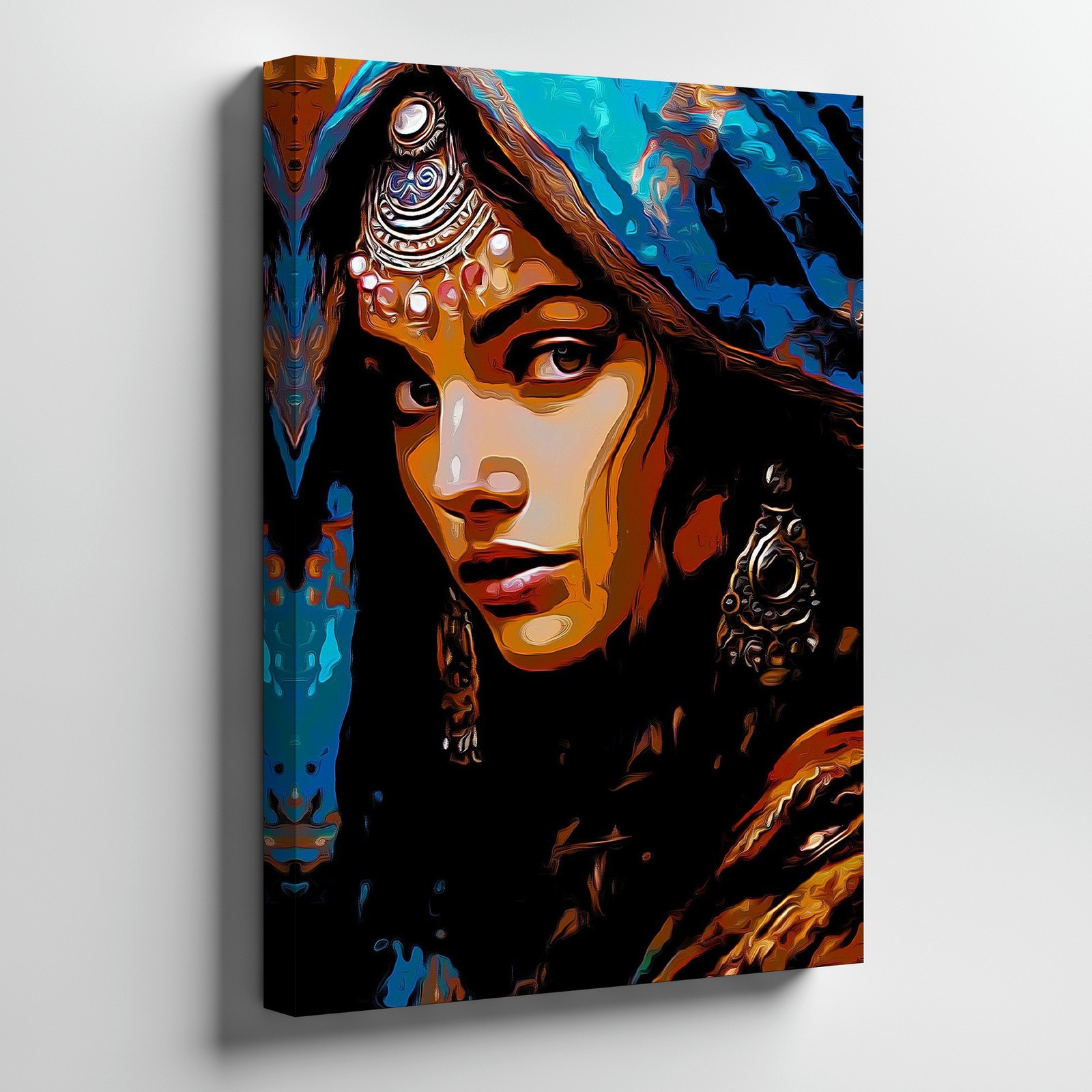 Bohemian Ethnic Woman Portrait Canvas Wall Art Colorful Face Print Home Decor