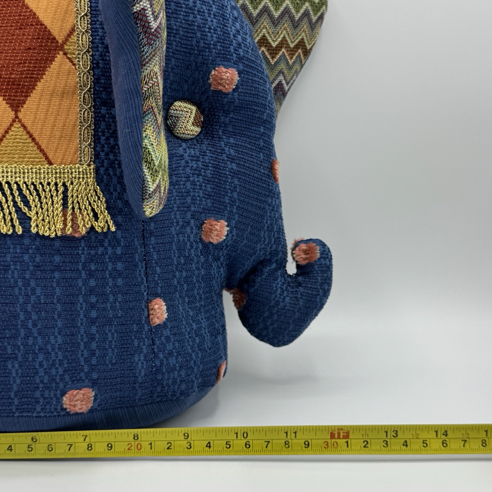 Uno Alla Volta Handmade Italy Elephant Weighted Door Stop Tapestry 12”