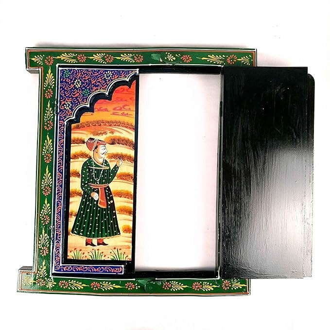 Wooden Jharokha Window Wall Hanging With Doors (Multicolored/15 Inch) gift item