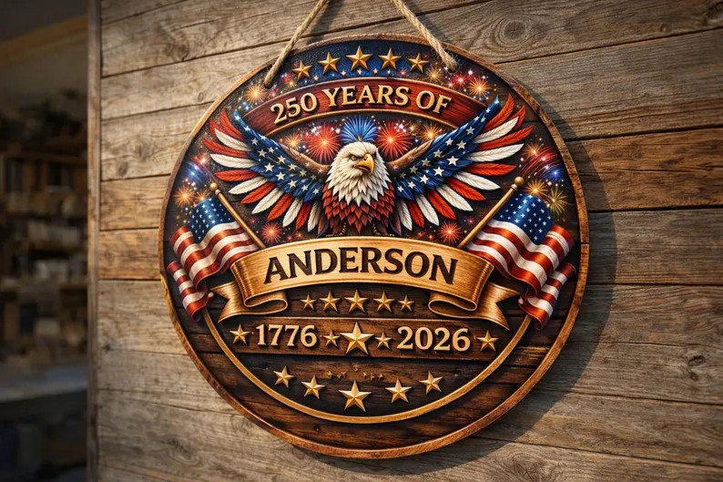 Personalized Celebrate Freedom Wall Sign with Rope