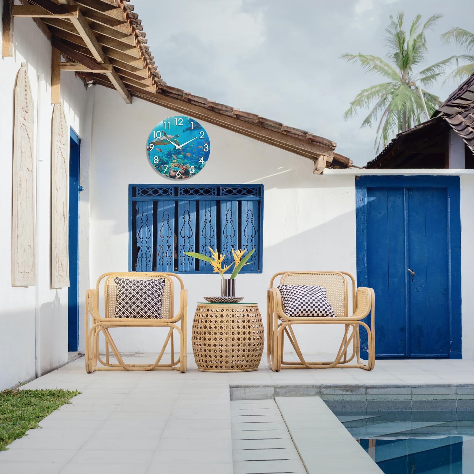 Outdoor Clock Waterproof – Nautical Ocean Decor Indoor Outdoor Wall Clocks for P