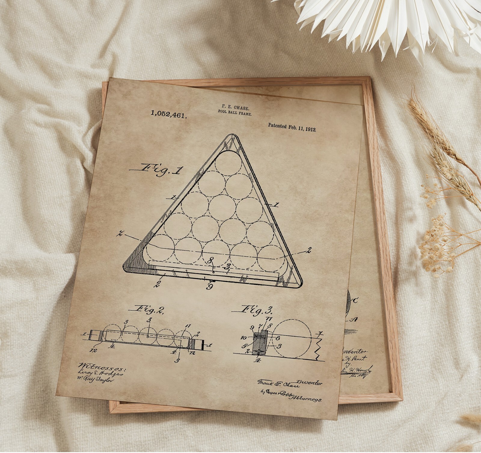 6 Billiards Patent Wall Art Prints – 8×10 in – Gifts for Pool Players Room Decor