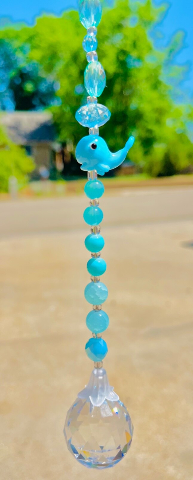 Crystal Whale Sun Catcher Handmade gift summer home decor beaded salt life