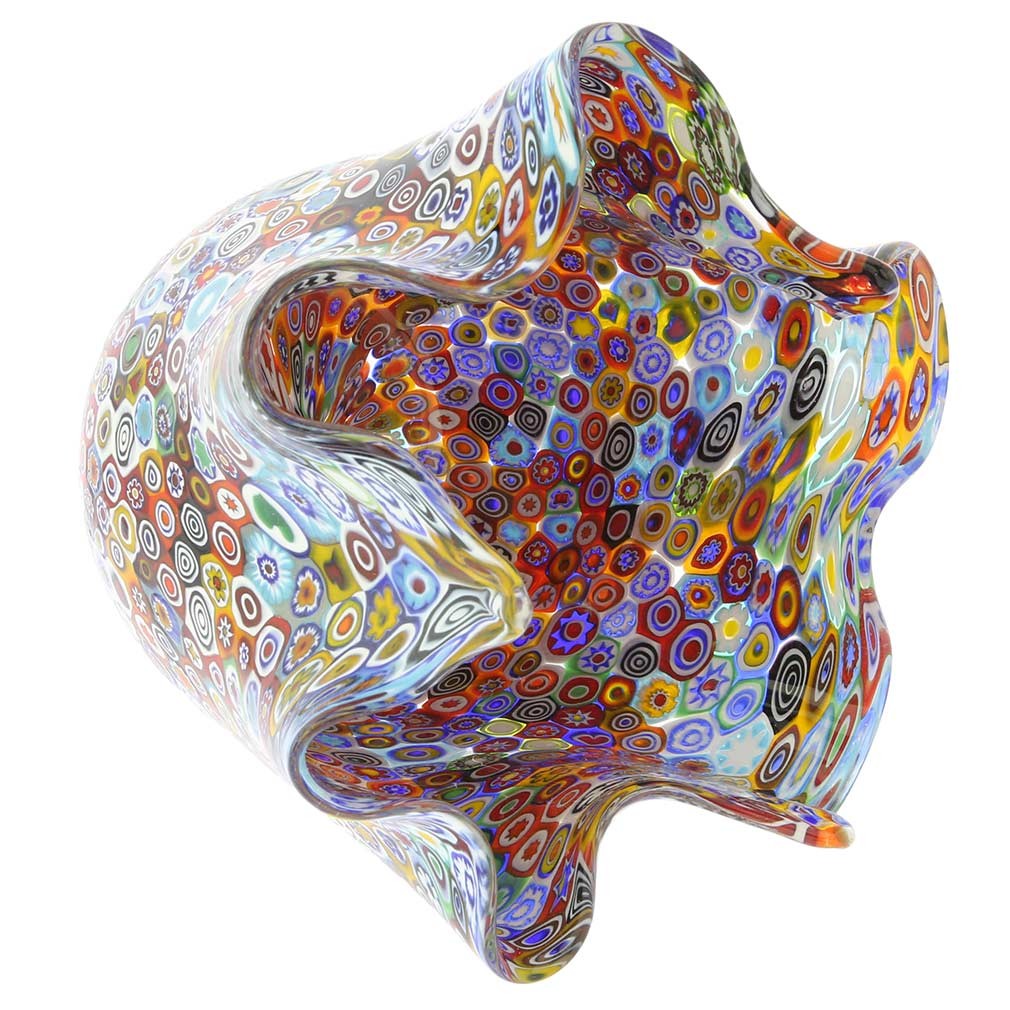 GlassOfVenice Murano Glass Millefiori Fazzoletto Bowl – Multicolor