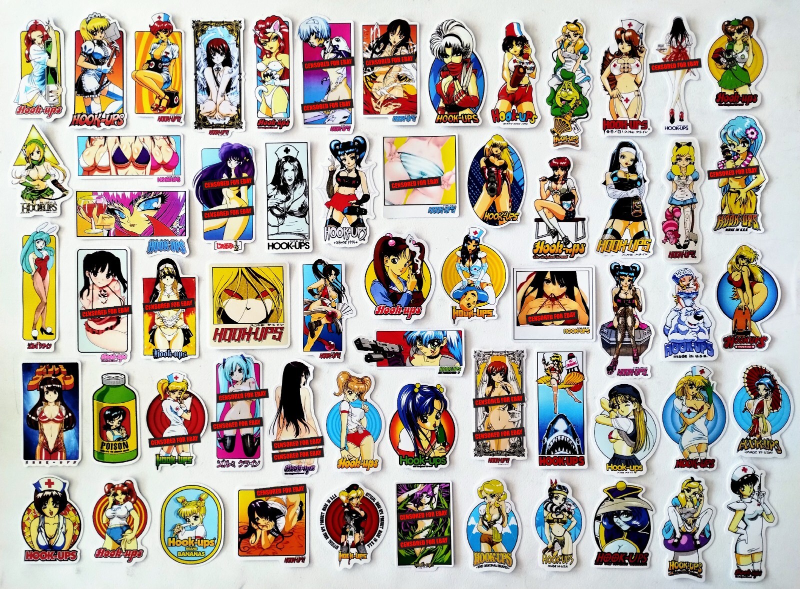 Hook-Ups Inspired 60 Piece Sticker Pack SET 1 Reproduction skate worldindustries