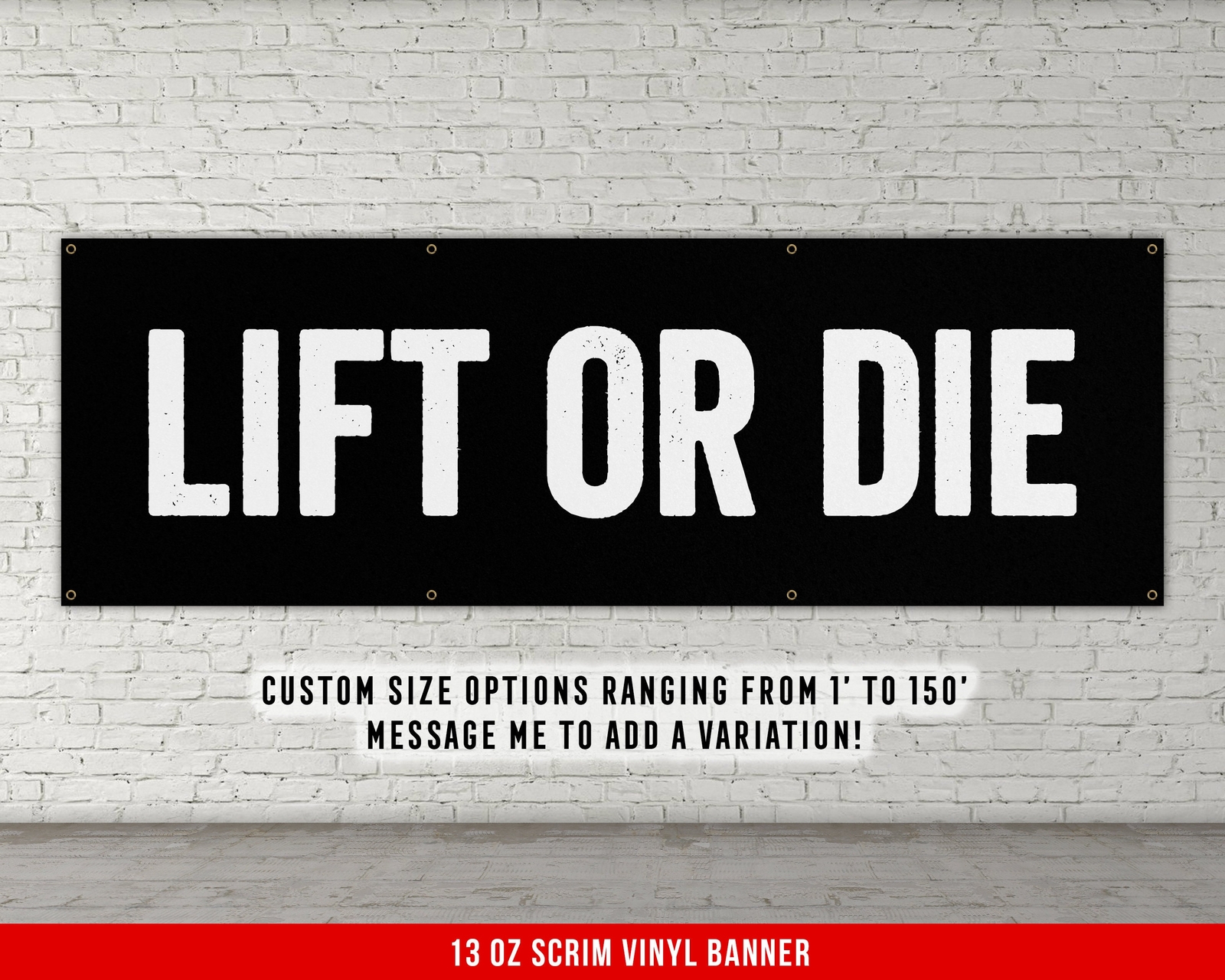 Motivational Gym Banner – Lift Or Die Inspirational Wall Art
