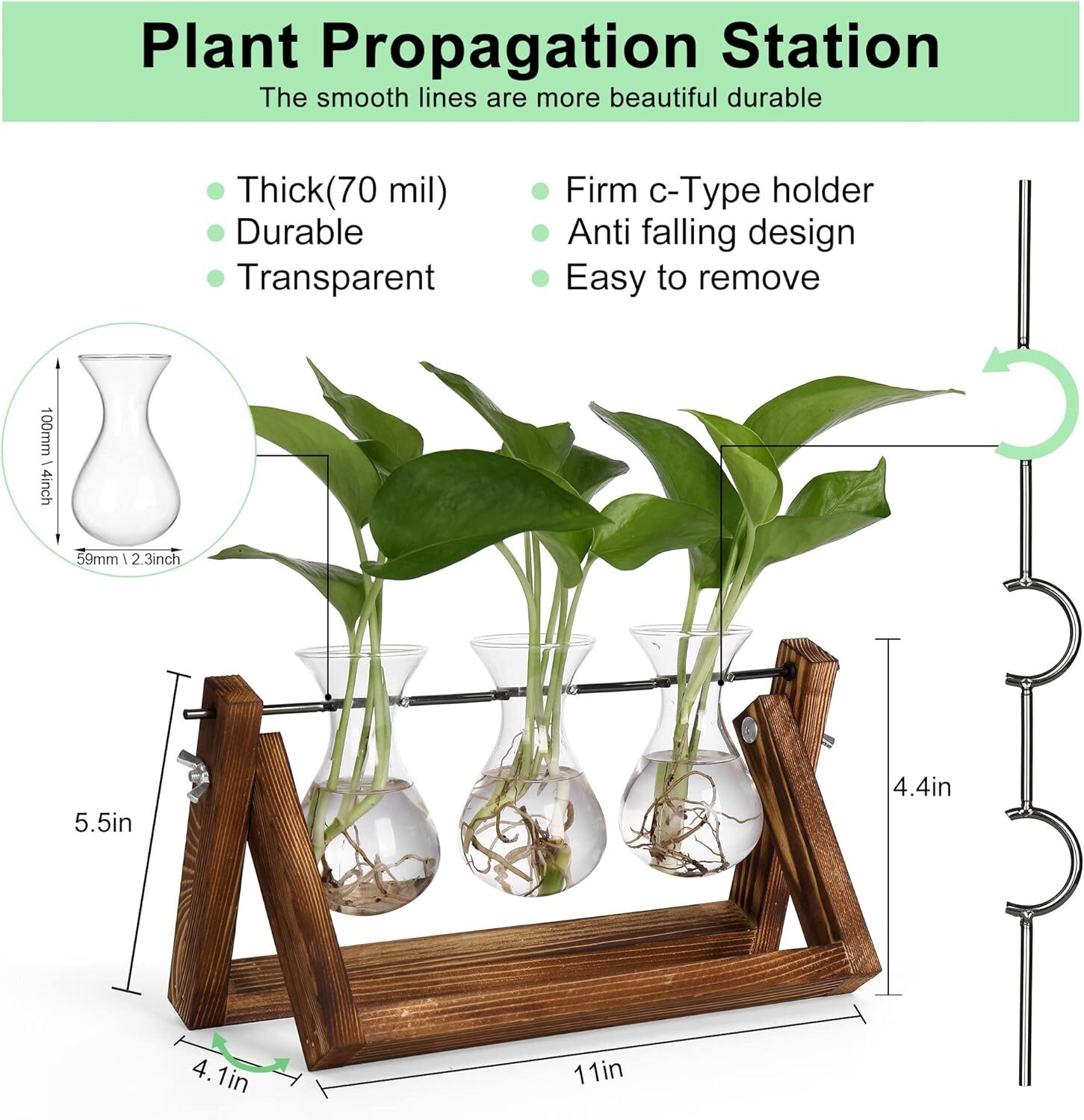 Plants Propagation Stations Hydroponic Plant Transparent 3 Bulb Vase Home Decor