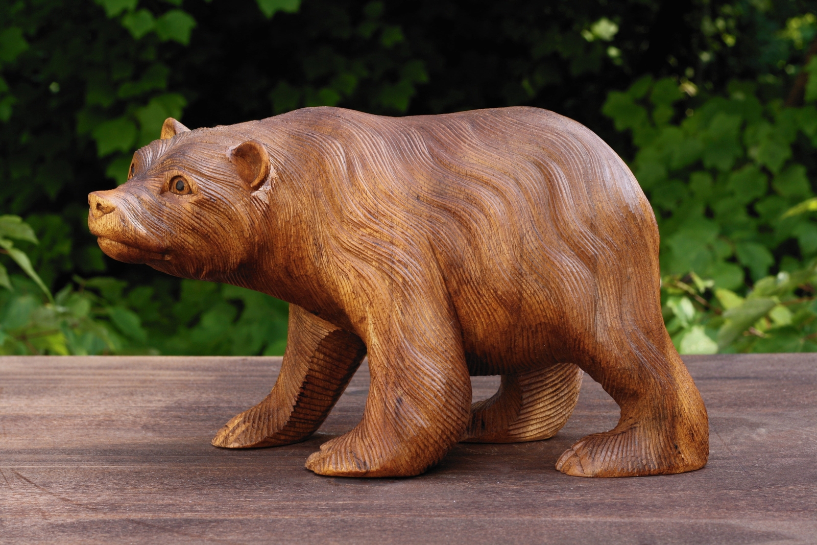 11″ Wooden Hand Carved Bear Statue Handmade Figurine Sculpture Lodge Cabin Wood