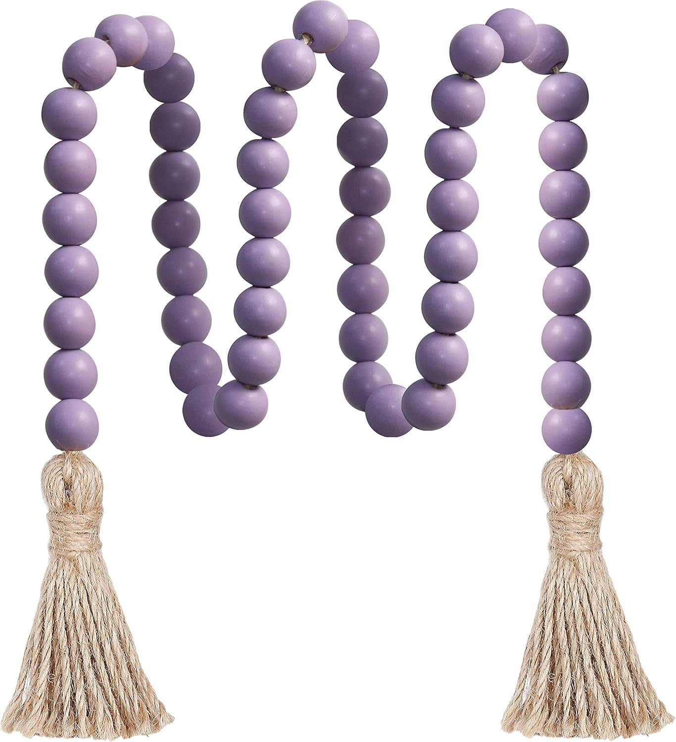 39in Wood Bead Garland Farmhouse with Tassels,Versatile Prayer Beads Boho Chic W