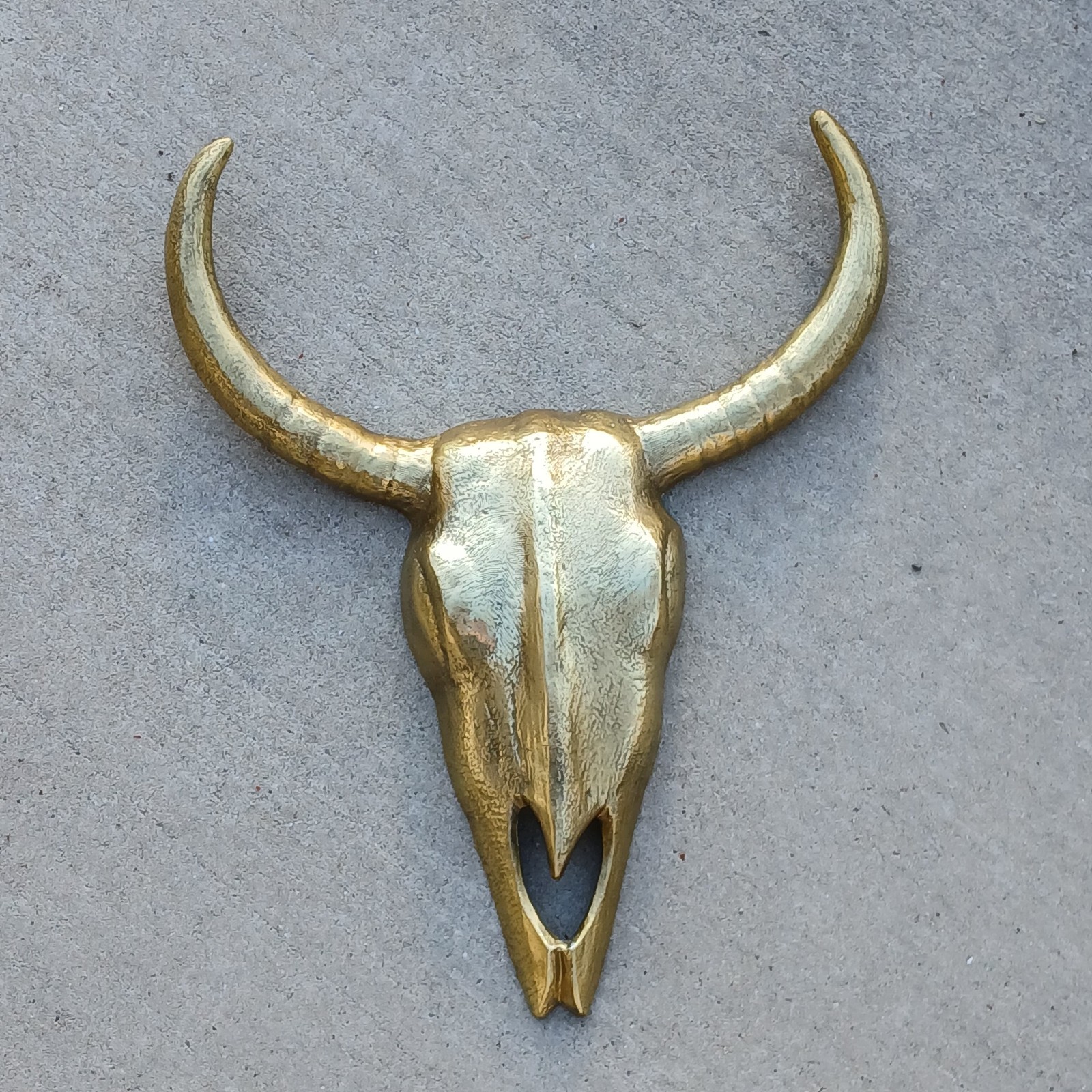 Western Americana Longhorn Skull Wall Decor Gold Tone 20” Steer Head Sculpture