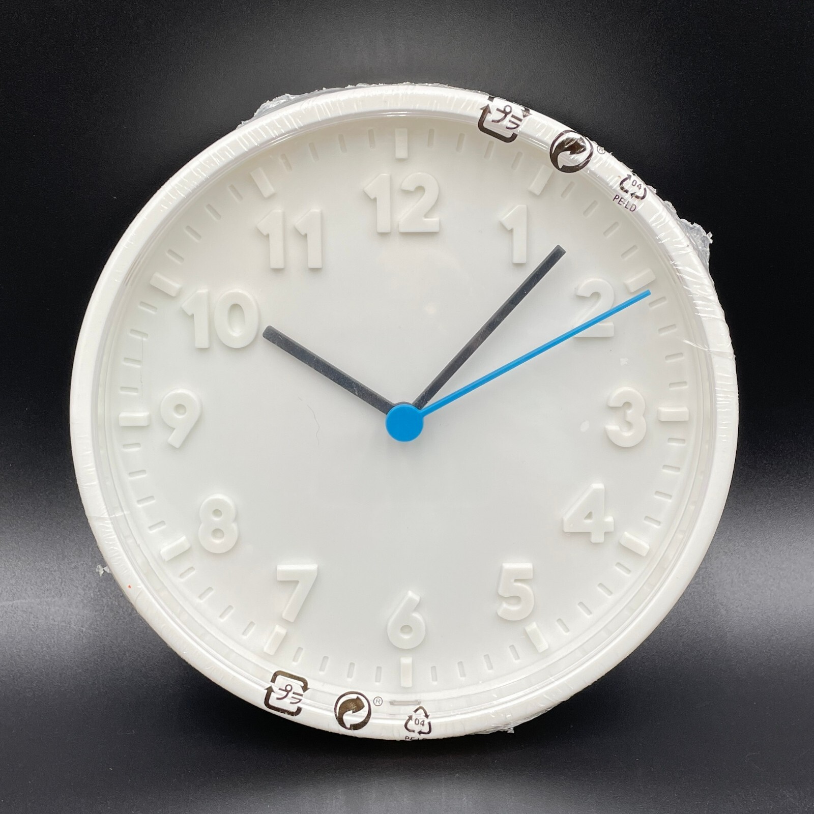 IKEA Wall Clock Stomma by Gustav Carlberg 20 cm/7.75 in White Black & Blue Hands