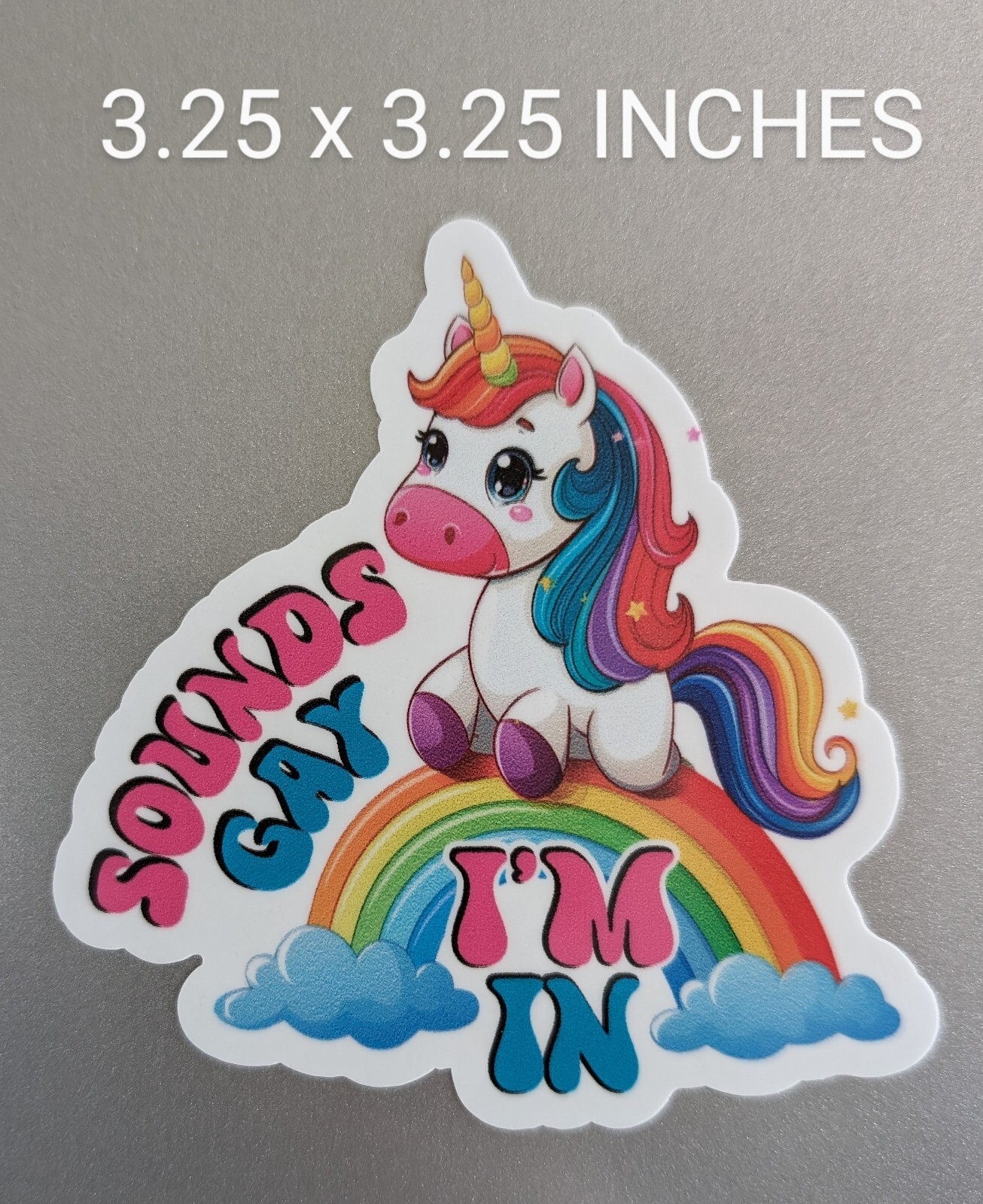 3.25″ Unicorn Rainbow Decal Sticker Sounds Gay Im In Funny Pride Ally LGBTQ Fun