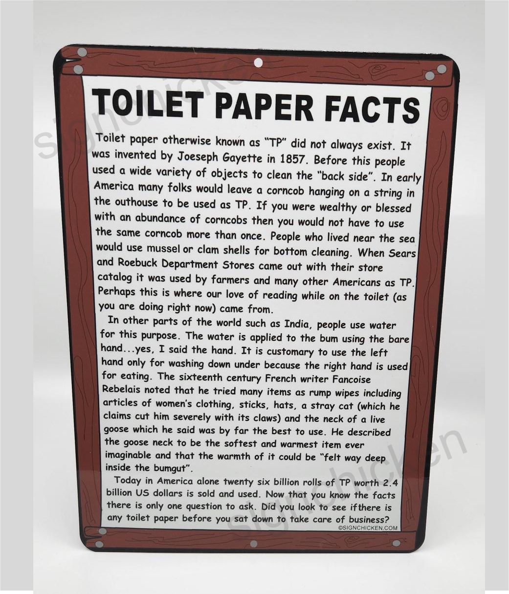 Funny Bathroom Sign, home decor, shop sign, toilet paper history