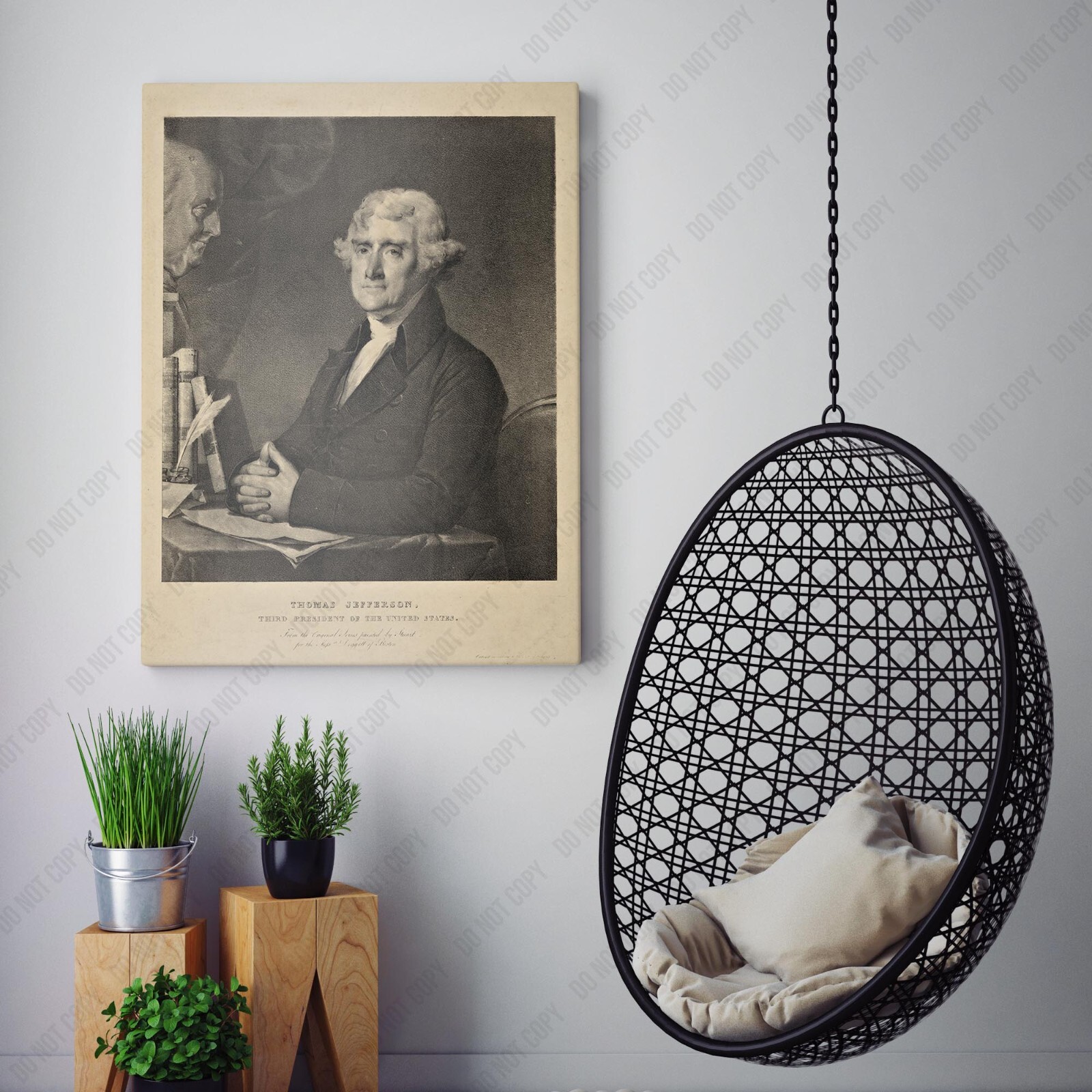 Thomas Jefferson Portrait 1825 U.S. President America Canvas Wall Art Print