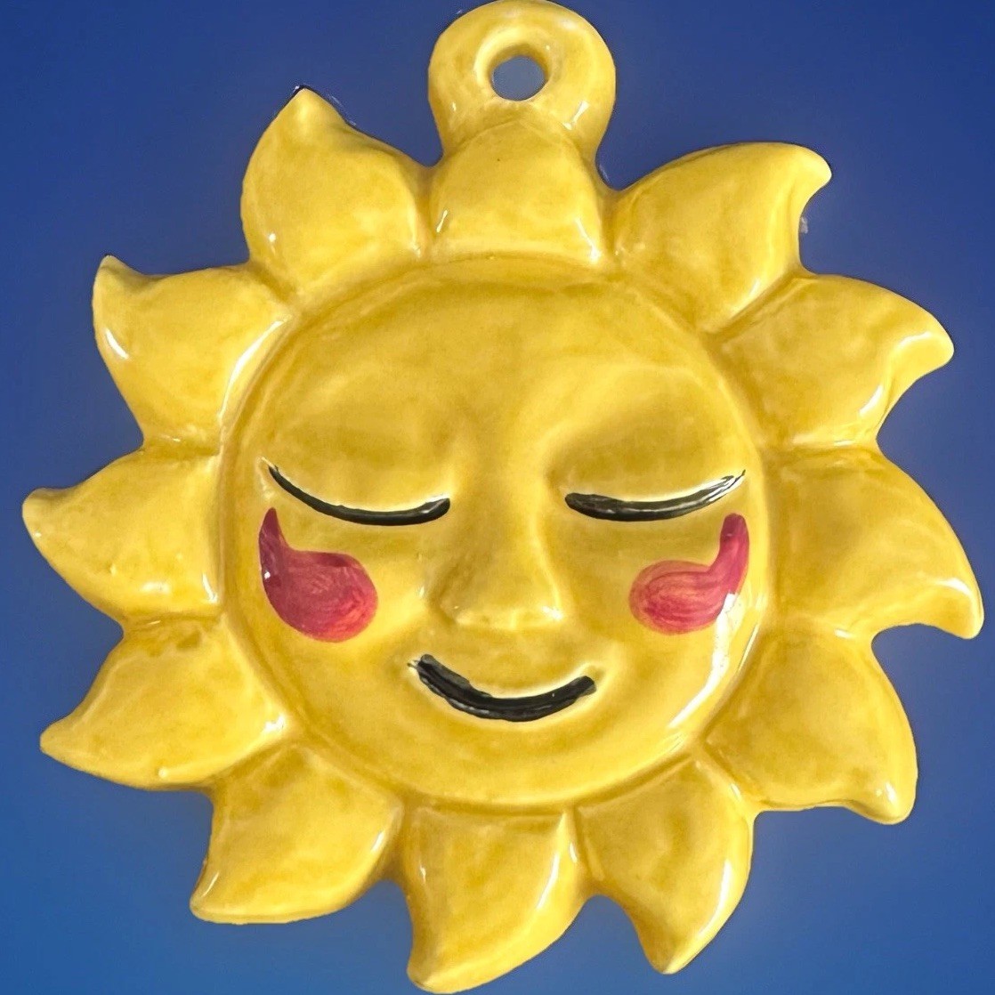 Vintage THUN Ceramic Sun Tile Hanging Decor, Baking Mold – Made In Italy 6.5”
