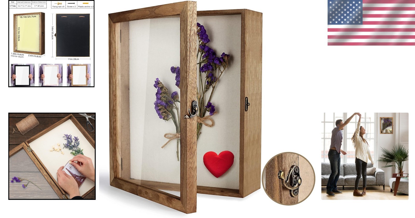 Carbonized Wood 11×14 Shadow Box – Stylish Display for Unique Memorabilia