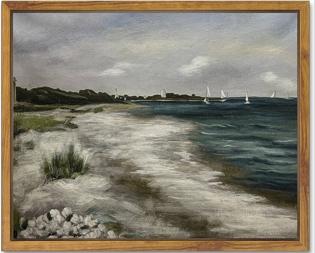 Set Of 4, Framed Landscape Print Modern Canvas Wood Art Horizontal Each 8″x10″