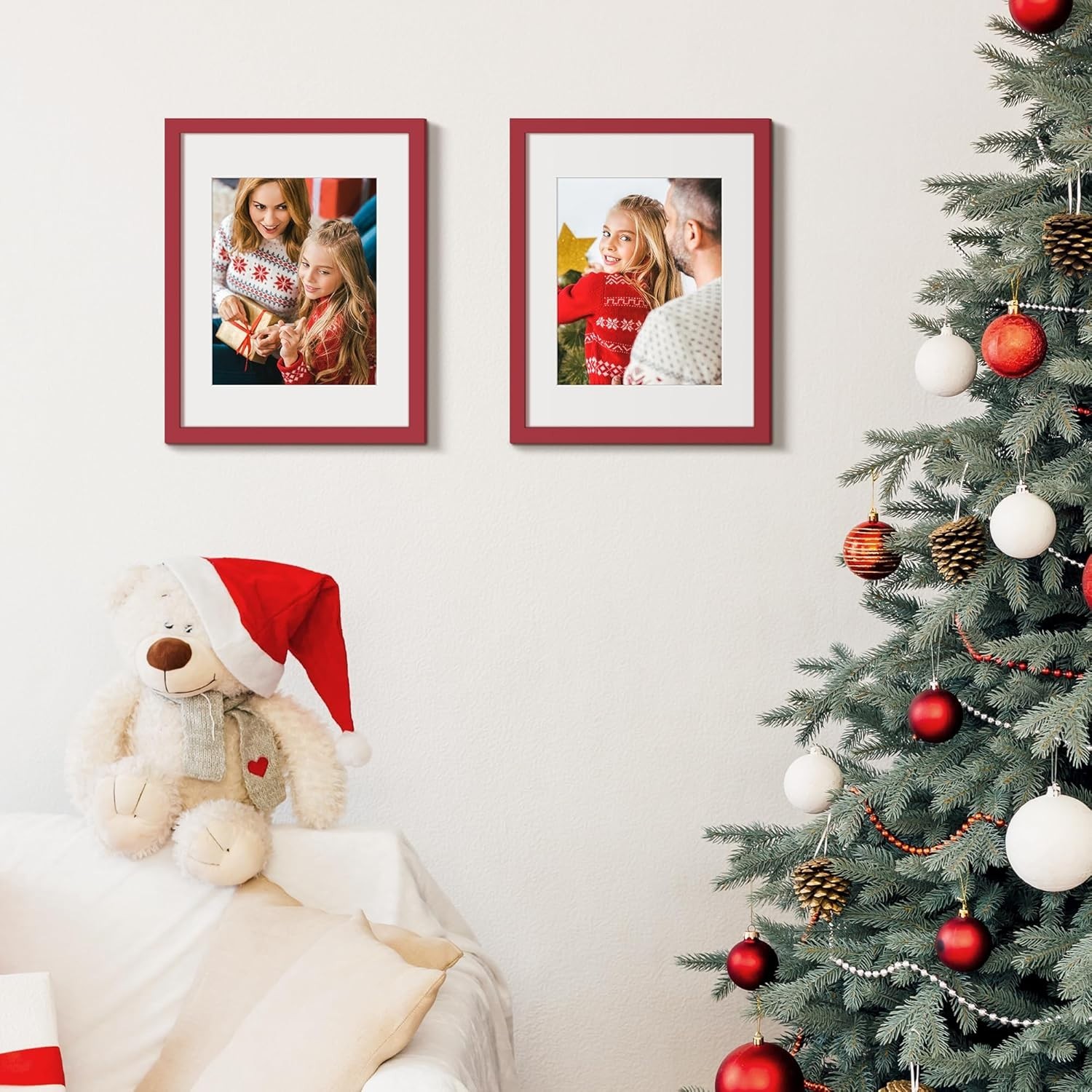 Elegant 11×14 Red Picture Frame for 8×10 Photos – Wall Mountable & Classic Style