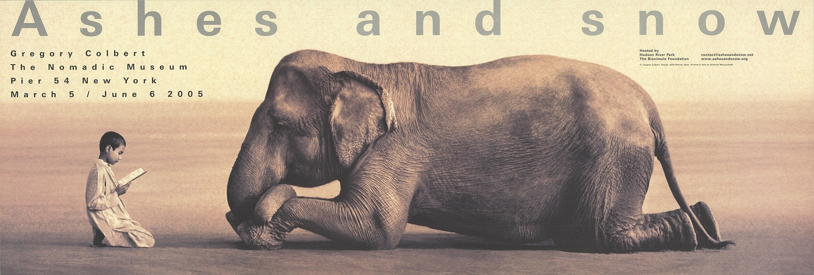 GREGORY COLBERT Boy Reading to Elephant 13.25″ x 38.75″ Offset Lithograph 2005 P