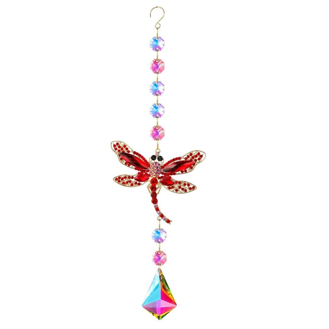 Crystal SunCatcher Dragonfly Prism Rainbow Maker Window Hanging Garden Decor