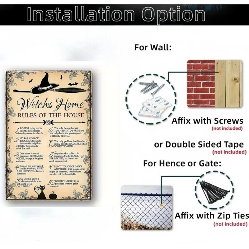 Witch House Antique Design Witchcraft Sign Magic Gothic Wall Decor 11.8×7.8