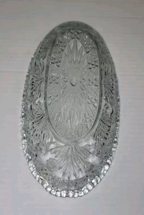 Antique Sawtooth Imperial Nucut Glass Candy Snack Condiment Dish Vintage