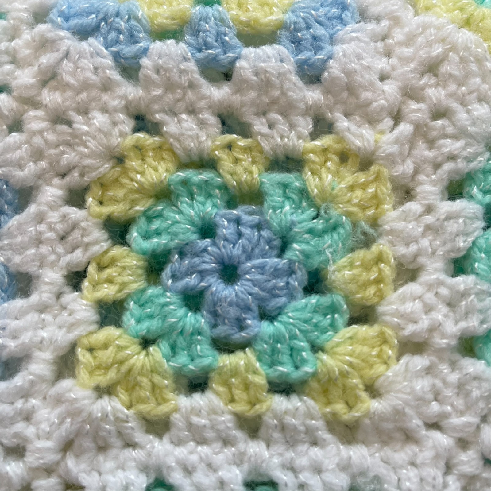 Handmade Multicolor Pastels Crochet Afghan Granny Square Baby Blanket 28×38