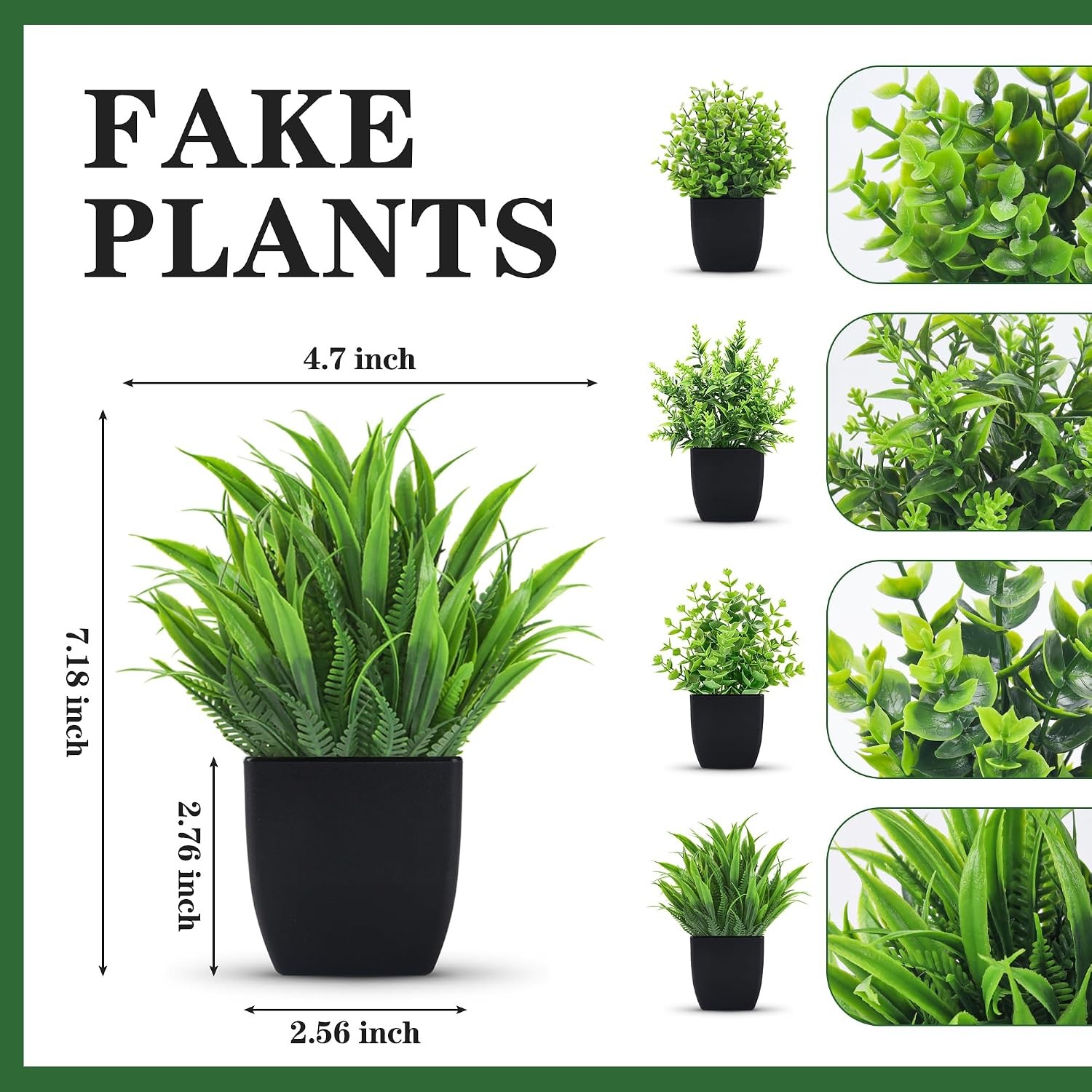 Artificial Potted Plants Faux Indoor Lifelike Decor For Bathroom Office Shelf
