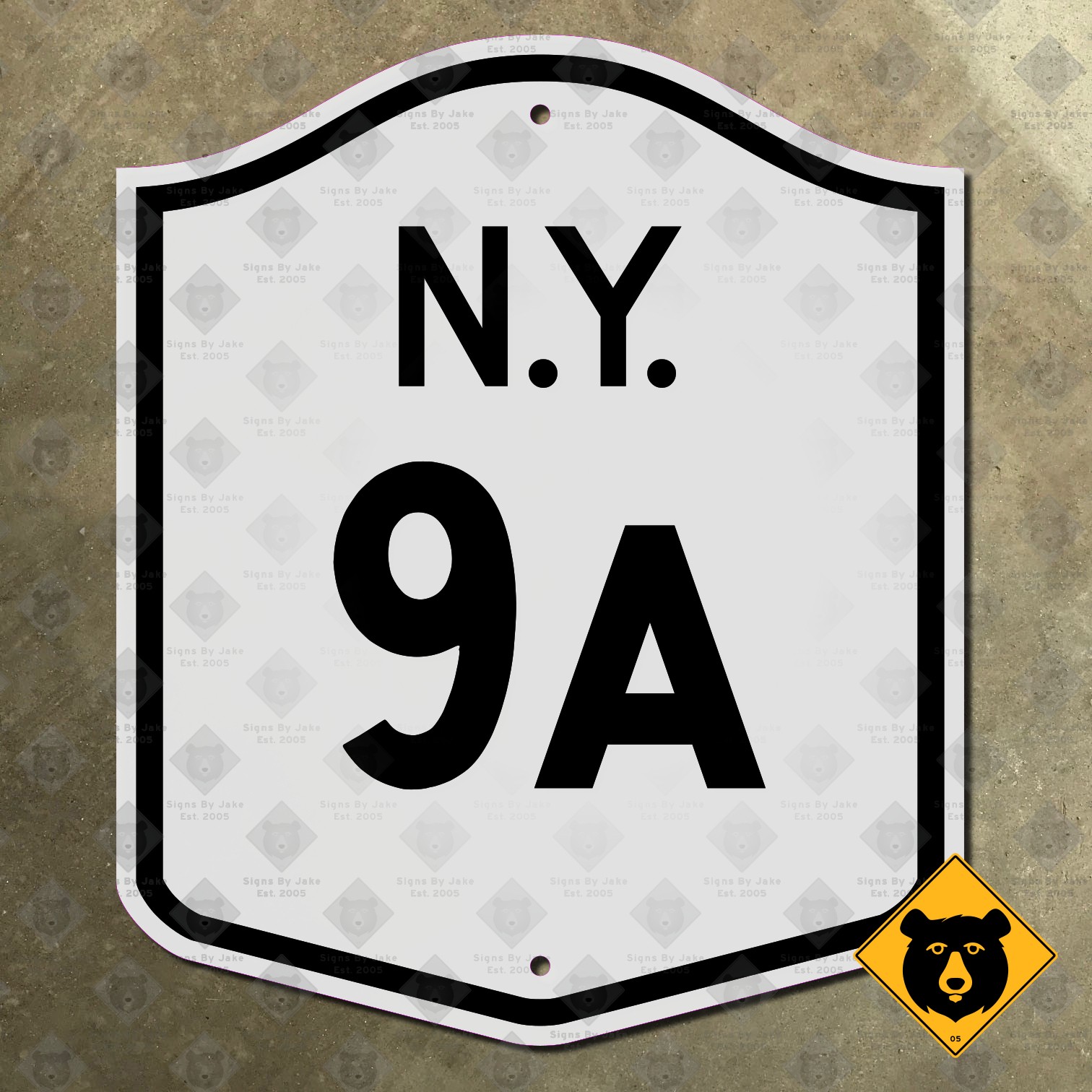 New York state route 9A highway marker road sign 1951 Hudson Yonkers Bronx 15×19