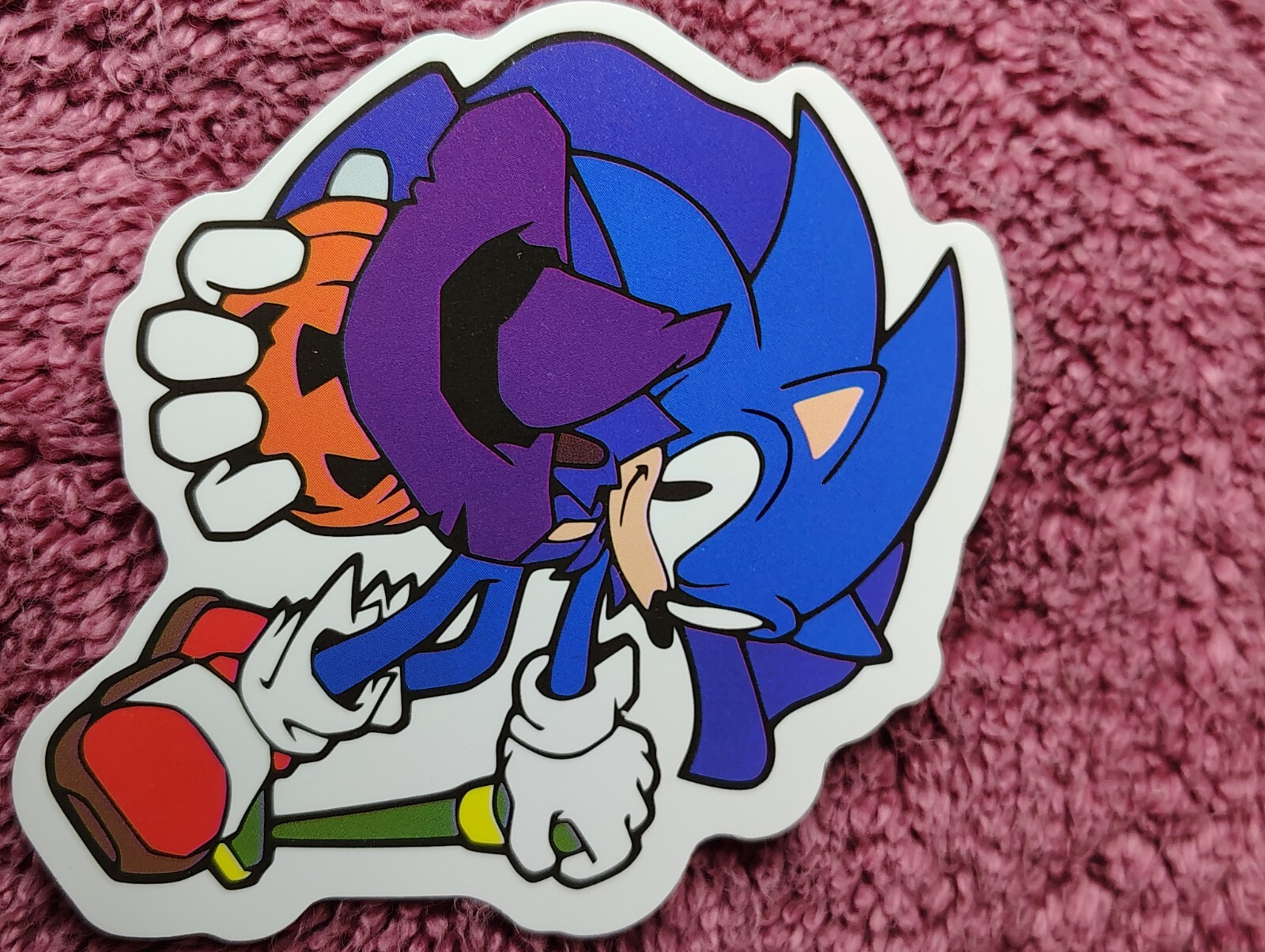 Sonic The Hedgehog Holding Halloween Pumpkin In Witch Hat Decal Sticker, 3.25″