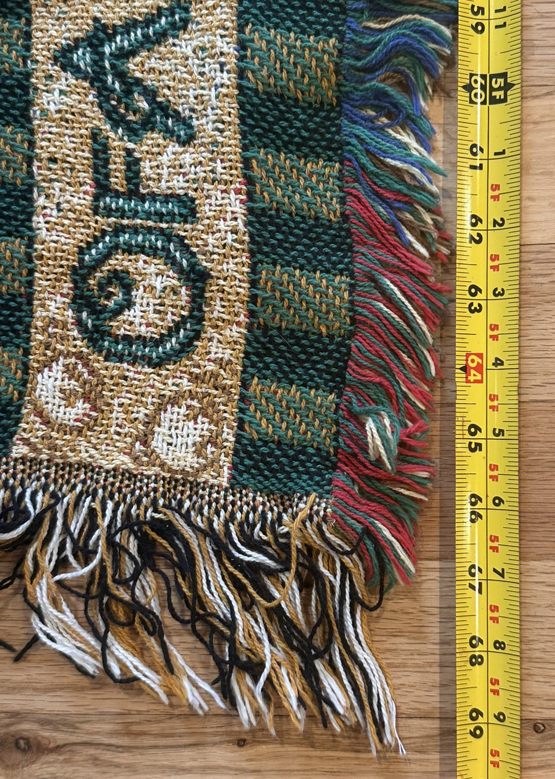 Vintage Christmas Teddy Bear Tapestry Woven Throw Fringed Blanket Cottagecore