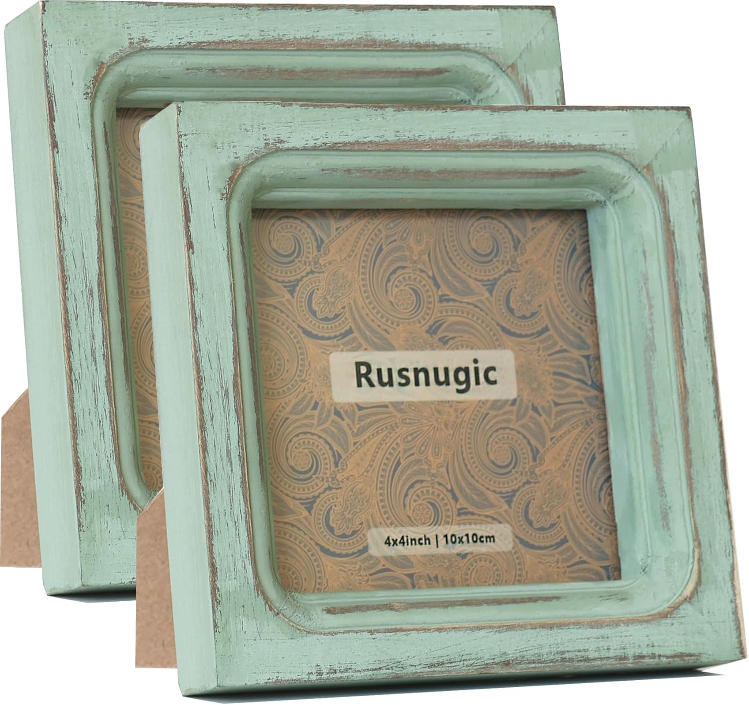 Picture Frames 4×4 Set of 2 Handmade Rustic Wood Frames with Hard Glass – 2 Pack
